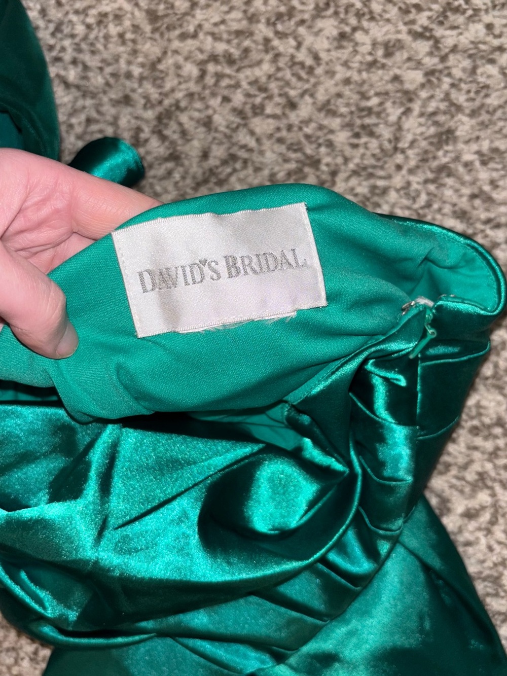 David’s Bridal Emerald Green One Shoulder Ruched Bodice Dress Woman’s Size 8/10 - Picture 6 of 6